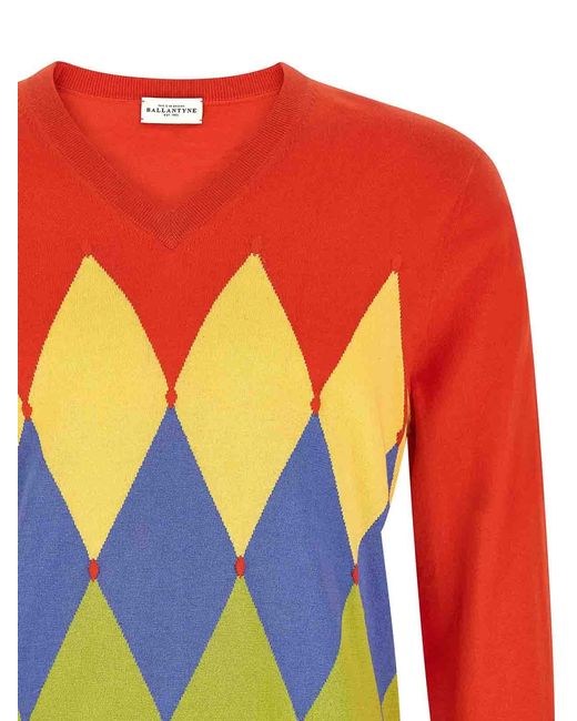 Ballantyne Red Argyle Sweater for men