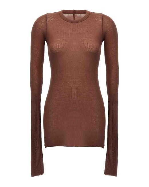 Rick Owens Brown Rib Ls T T-Shirt