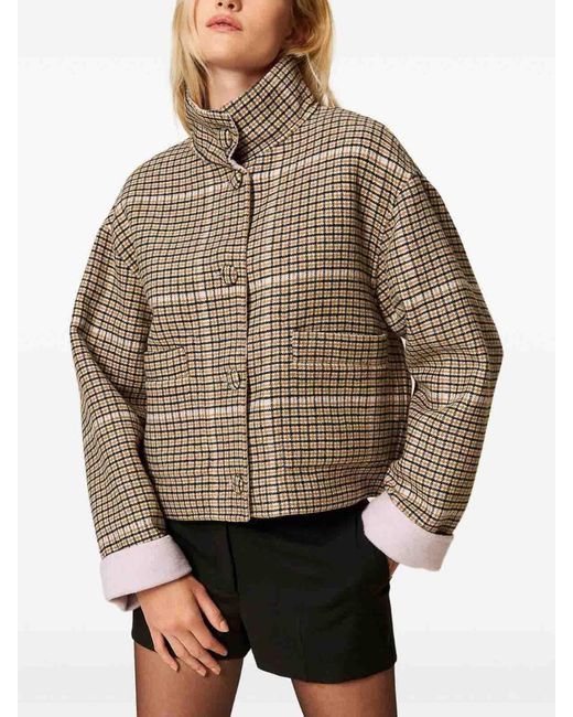 Twinset Natural Reversible Checked Jacket