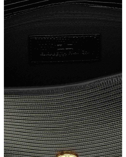 Elisabetta Franchi Black Lizard Print Crossbody Bag