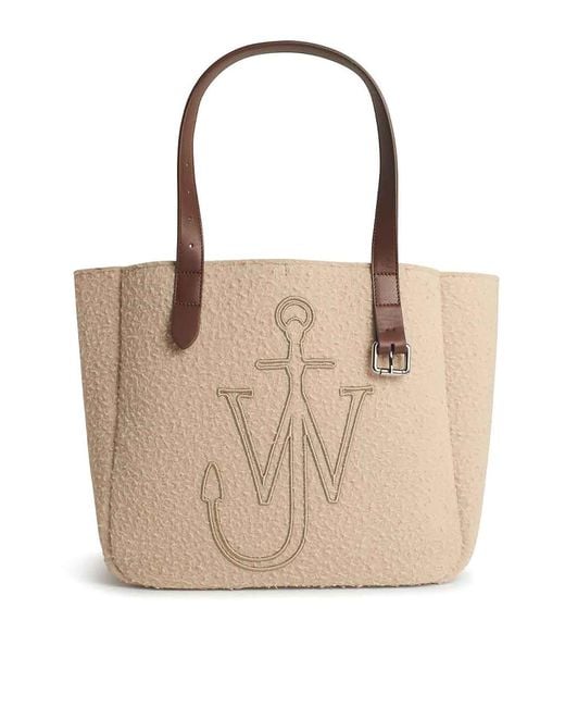 J.W. Anderson Natural Belt Tote Boiled Wool Shoulder Bag