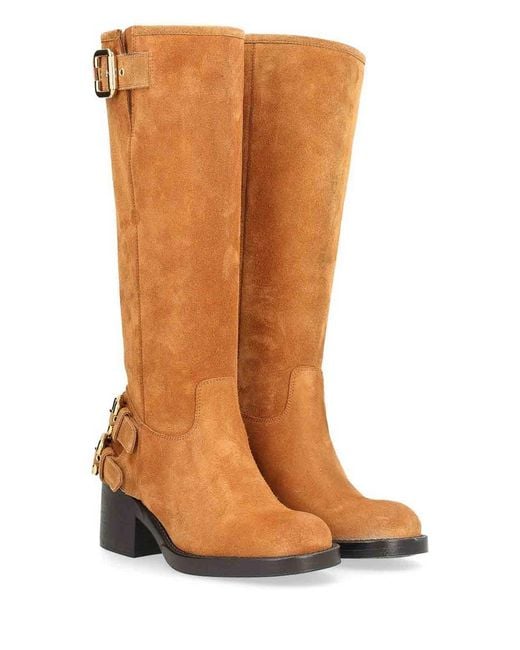 Chloé Brown Dakota Suede Biker Boots