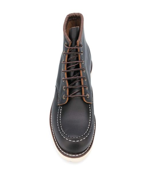 Red Wing Black Classic Moc Leather Ankle Boots for men