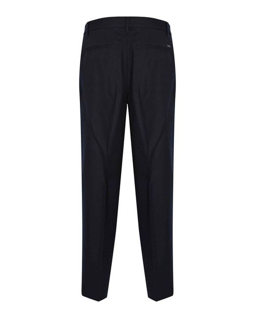 Emporio Armani Black Stretch Virgin Wool Twill Trousers for men