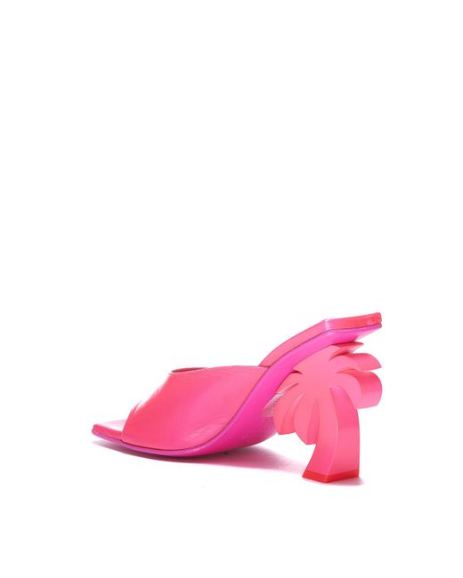 Palm Angels Pink Palm Heel Leather Sandals