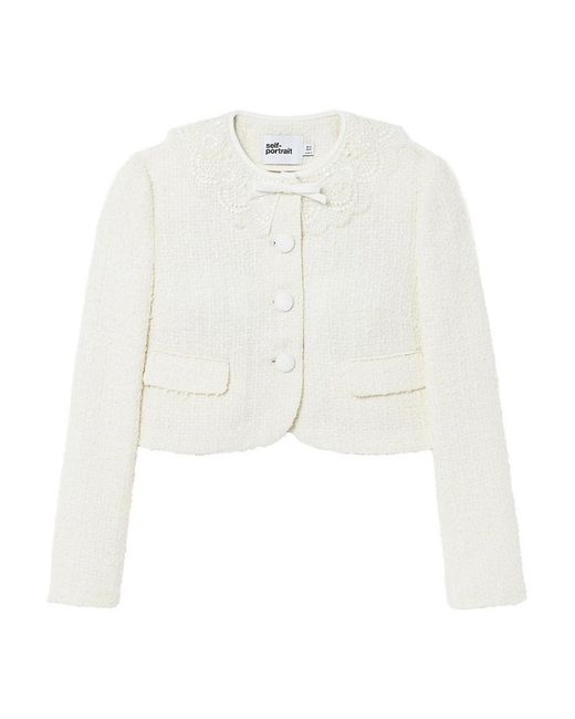 Self-Portrait White Boucle Lace Collar Jacket