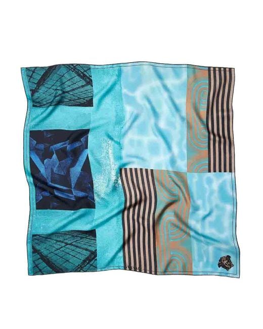 Versace Blue Foulard 90X90 Silk Twill Bio