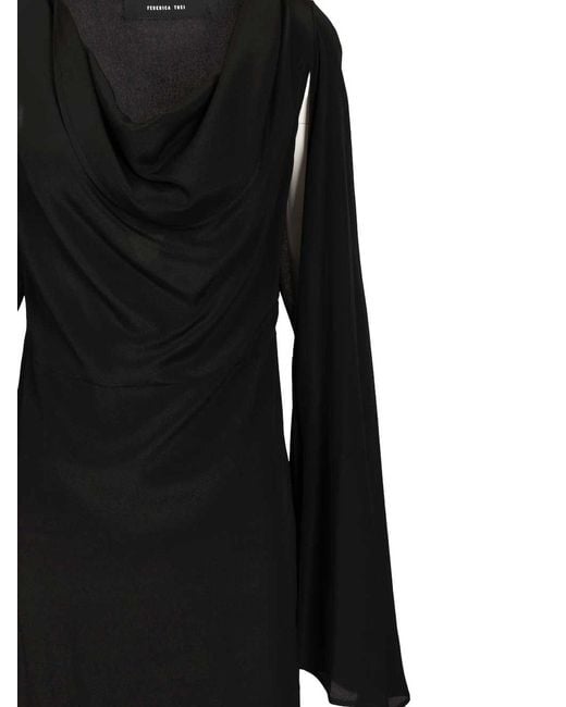 FEDERICA TOSI Black Long Draped Dress