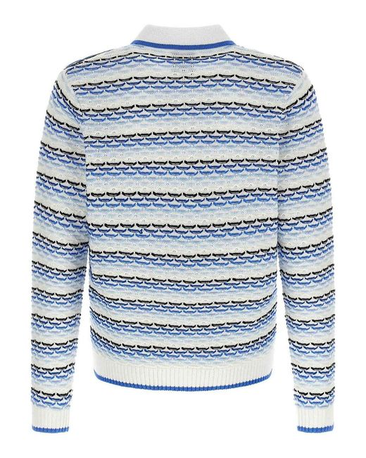 Casablanca Blue Cotton Polo Shirt for men