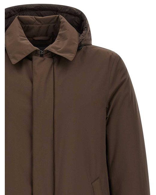 Herno Brown Detachable Hood Parka for men