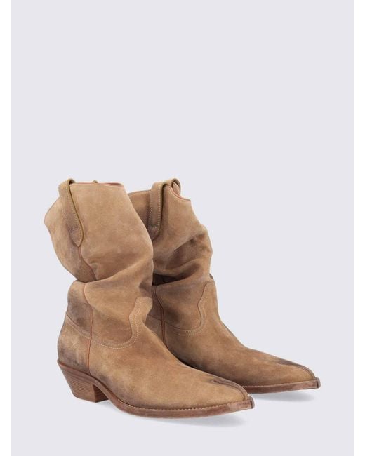 Maison Margiela Brown Western Boot In Calf Suede for men