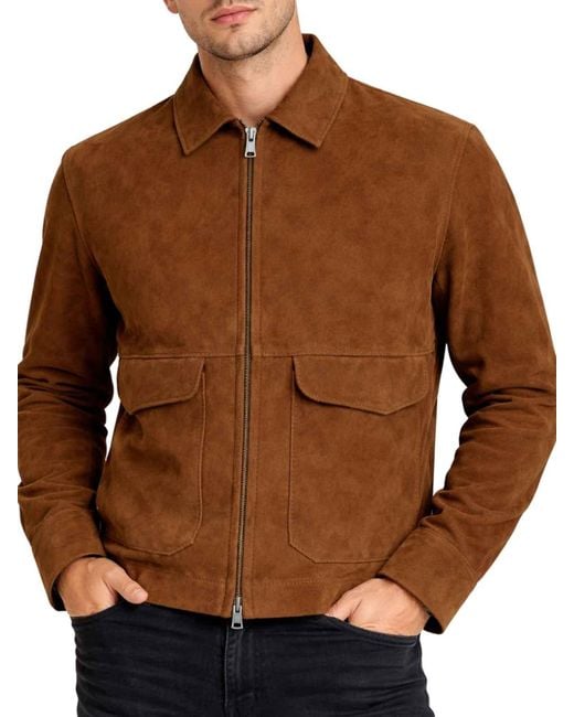 Franzese Collection Brown Taupe Bonded Suede Jacket for men