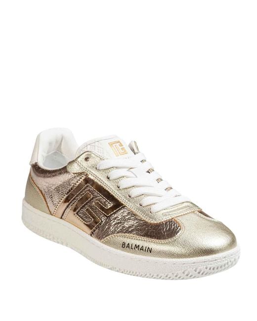 Balmain White Balmain Laminated Leather Swan Sneakers