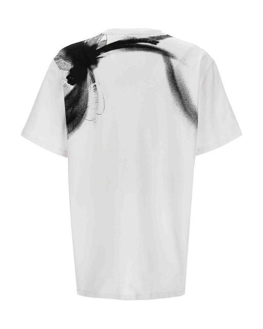 Alexander McQueen White Contrast Print T-shirt for men