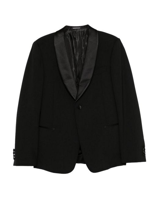 Emporio Armani Black Wool Tuxedo Suit for men