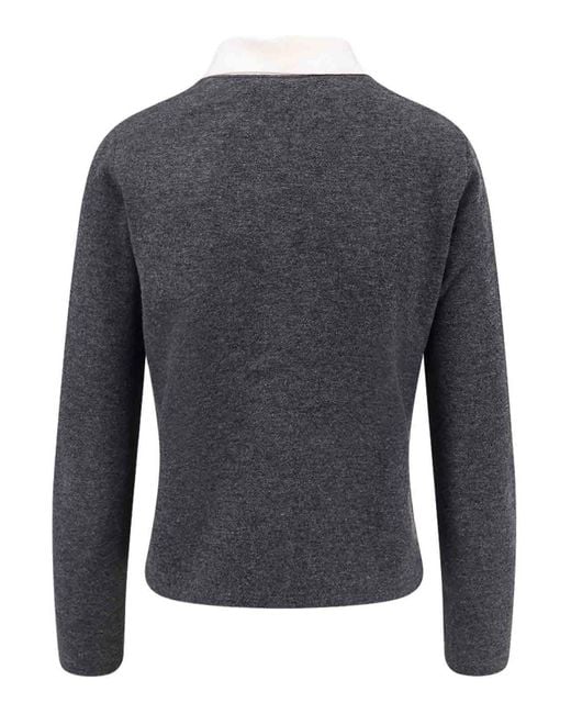 Self-Portrait Gray Contrast Collar Cardigan