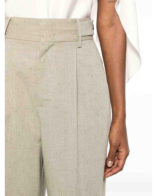 Alberta Ferretti White Linen And Viscose Trousers