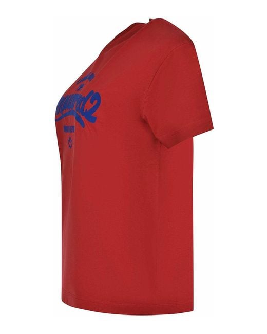 DSquared² Red T-Shirt Made Of Cotton