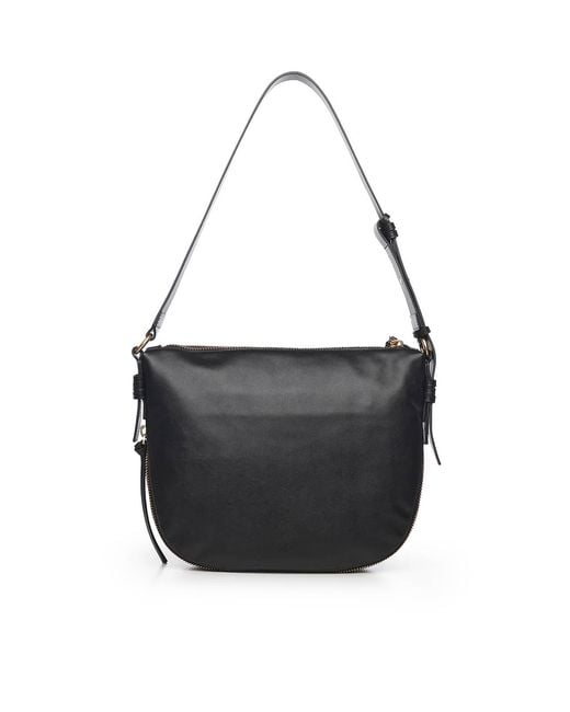 Pinko Black Leather Hobo Shoulder Bag