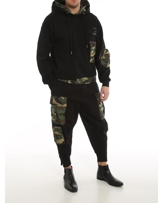 Dolce & Gabbana Black Printed Inserts Hoodie for men