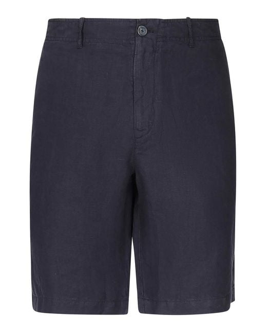 Fedeli Blue Linen Bermuda Shorts for men