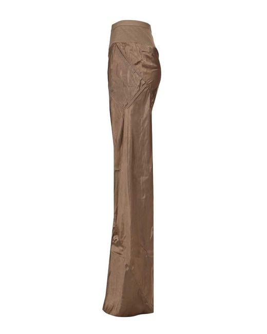 Rick Owens Natural Bias Satin Flared Trousers