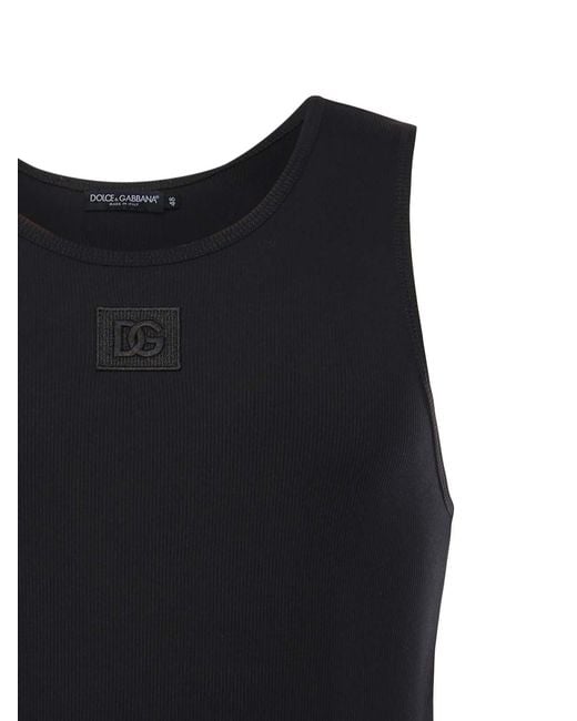 Dolce & Gabbana Black Ribbed Tank Top for men