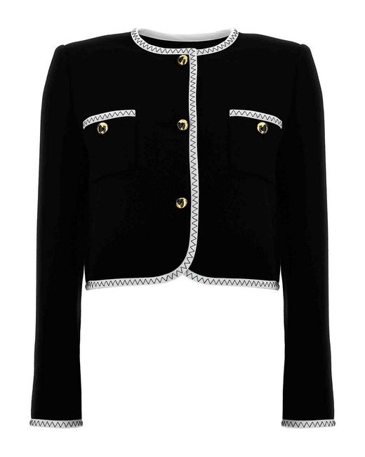 Moschino Black Structured Crepe Viscose Short Jacket
