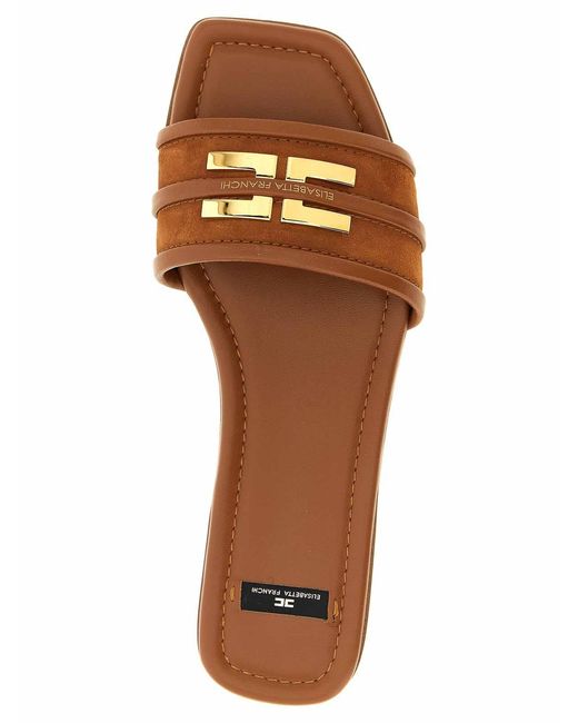 Elisabetta Franchi Brown Logo Slides