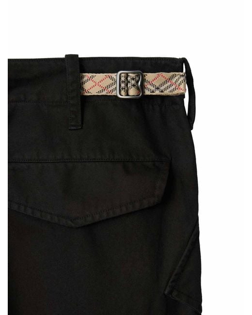 Burberry Black Cotton Cargo Trousers for men