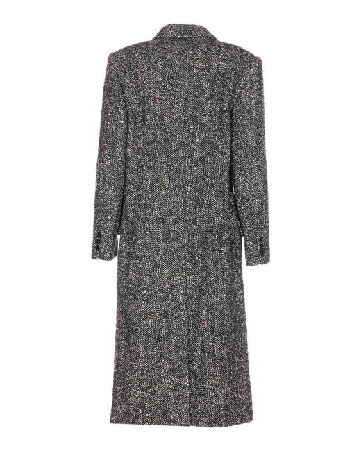 Isabel Marant Gray Herringbone Double-Breasted Coat