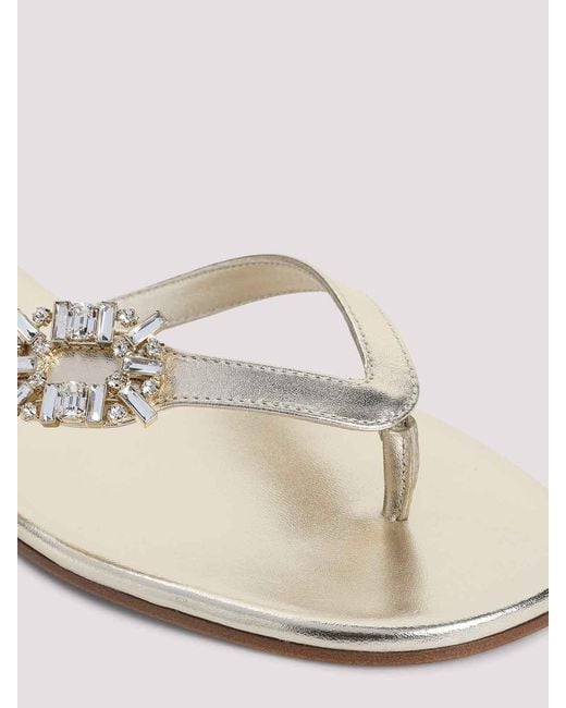 Roger Vivier White Strass B Flip Flops
