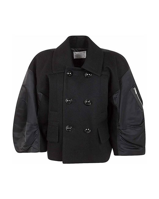 Sacai Black Wool Twill Casual Jacket