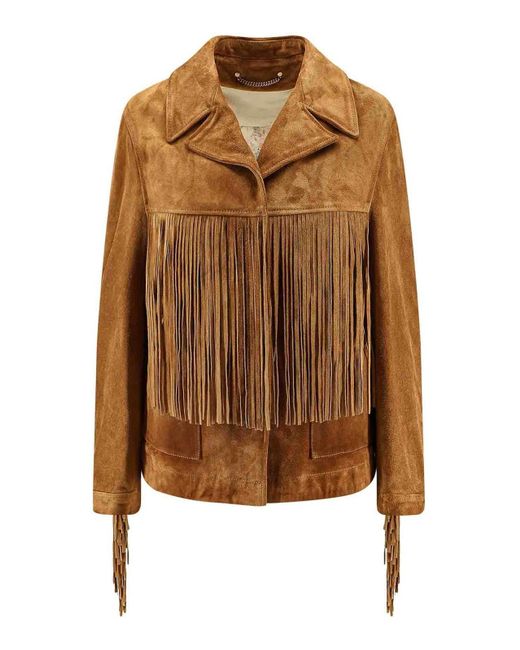 Golden Goose Deluxe Brand Brown Suede Jacket With Bangs
