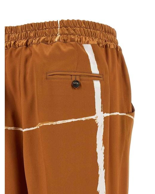 Kiton Brown Silk Pants