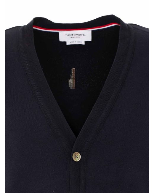 Thom Browne Blue Cardigan With Frontal Buttons Closure for men
