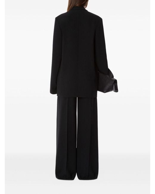 Alberta Ferretti Black Cady Stretch Wide Leg Trousers