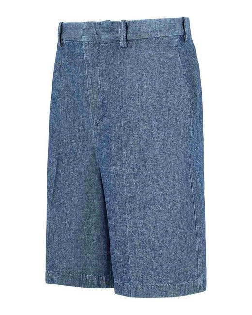 Jil Sander Blue Cotton Bermuda Shorts for men