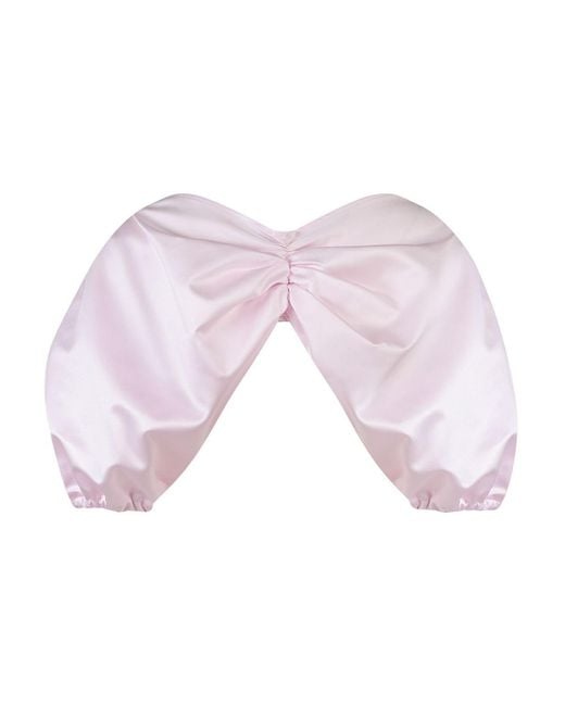 Vivetta Pink Satin Top With Flower And Bow Detail