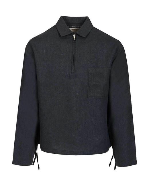 Arte' Blue Zip-Up Sweater for men