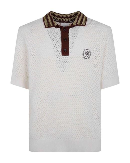 Drole de Monsieur White Ajour D Miroir Polo Shirt for men