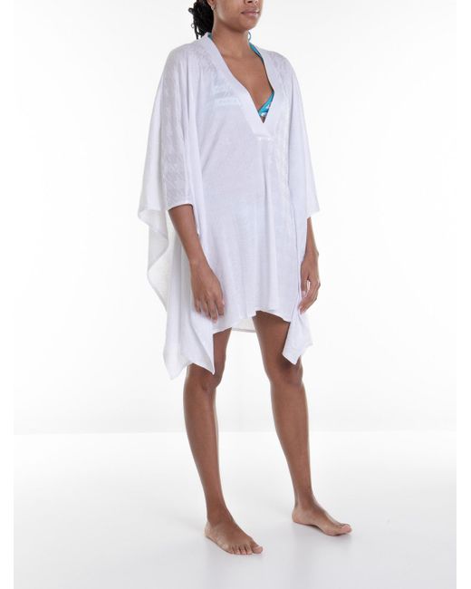 Balmain White Cover-up With Monogram And V-neck