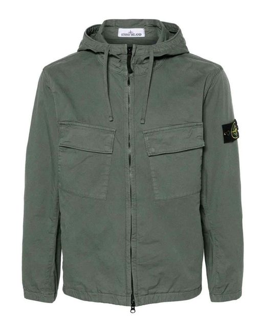 Stone Island Green Jacket With Pockets for men