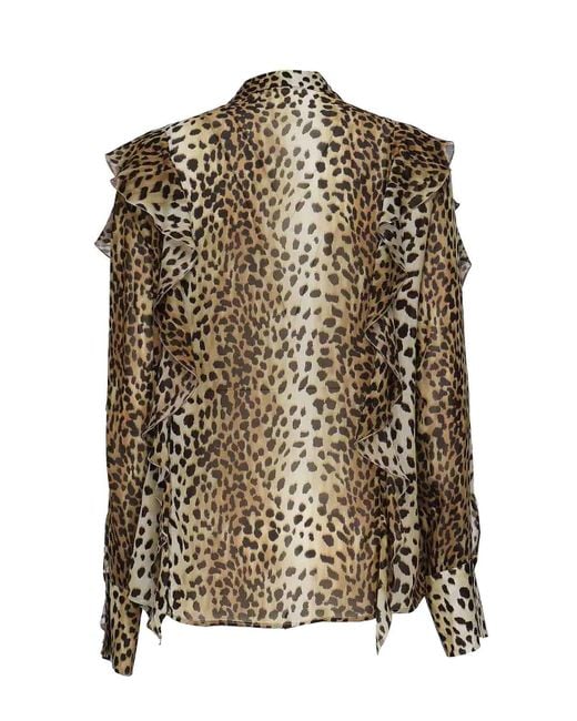 Blumarine Brown Georgette Shirt With Ruffles