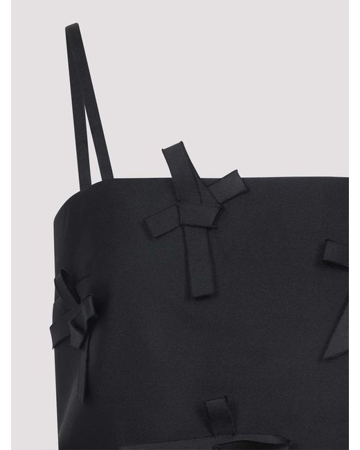 Jil Sander Black Mini Dress With Tonal Silk Bow Accents