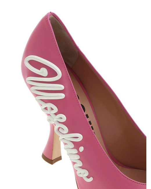 Moschino Pink 3D Effect Logo Pointed Pumps
