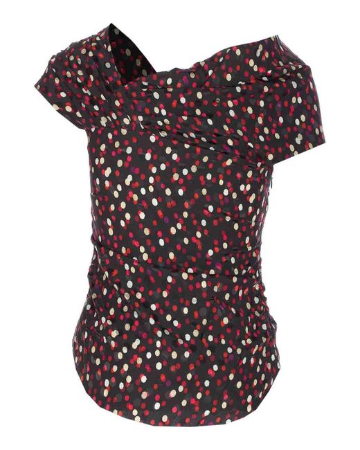 Isabel Marant Red Dot Printed Short Sleeve Top