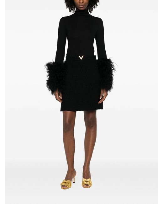 Valentino Garavani Black Vlogo Signature Wool Skirt