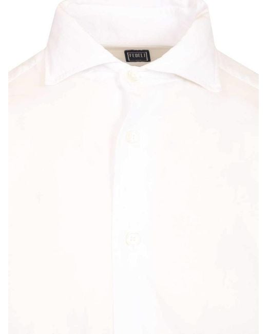Fedeli White Long-Sleeved Shirt for men