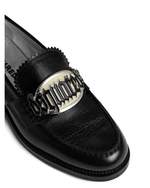 DSquared² Black Leather 'Loafers' Shoes